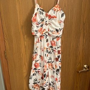 White floral dress with button detail
